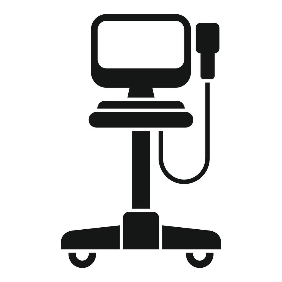 Medical ultrasound machine showing display on wheels icon vector