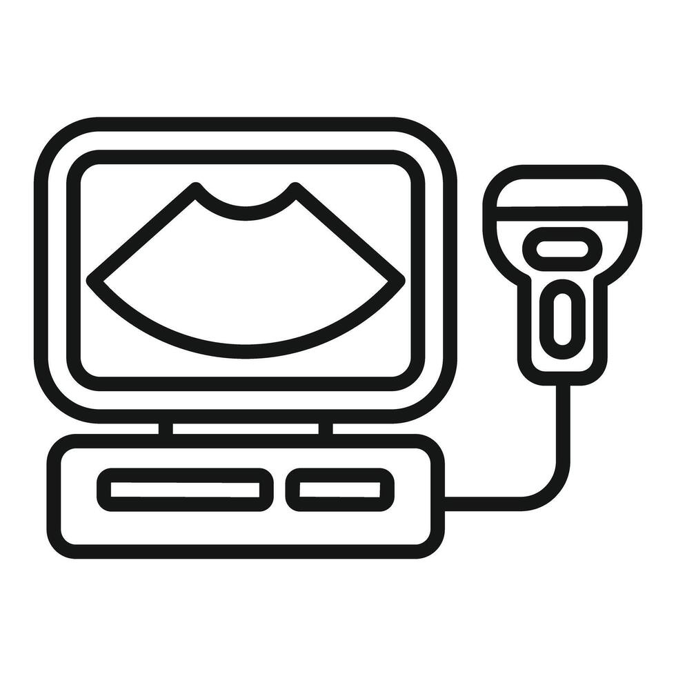 Ultrasound machine showing baby in womb icon vector