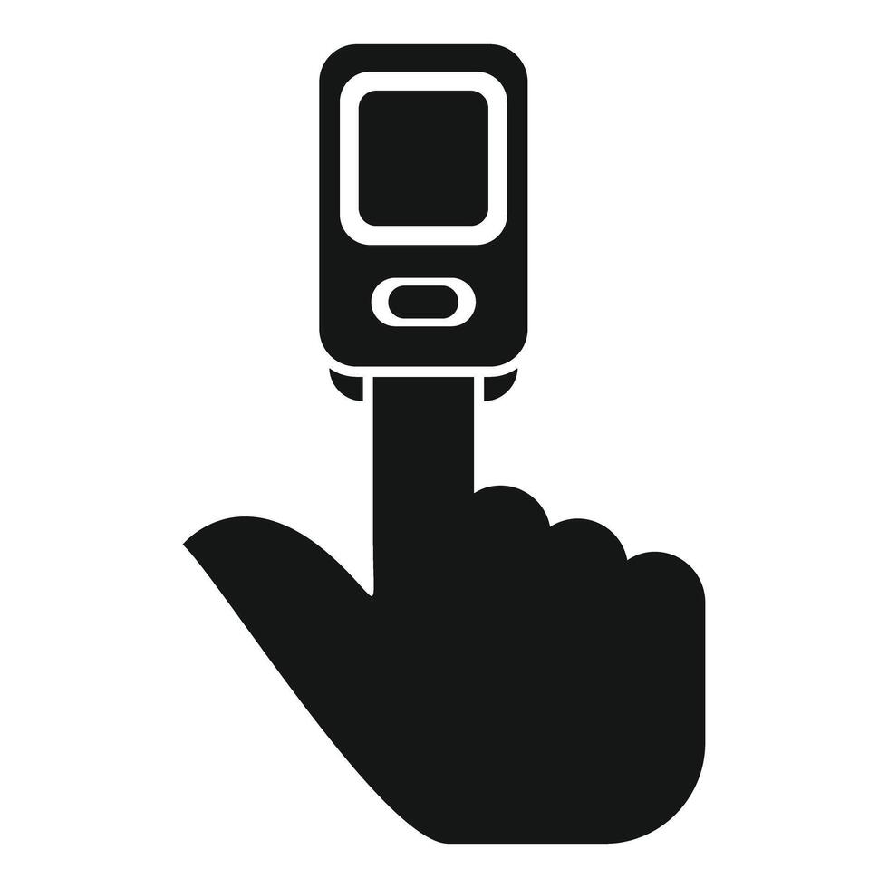 Hand using pulse oximeter medical device icon vector