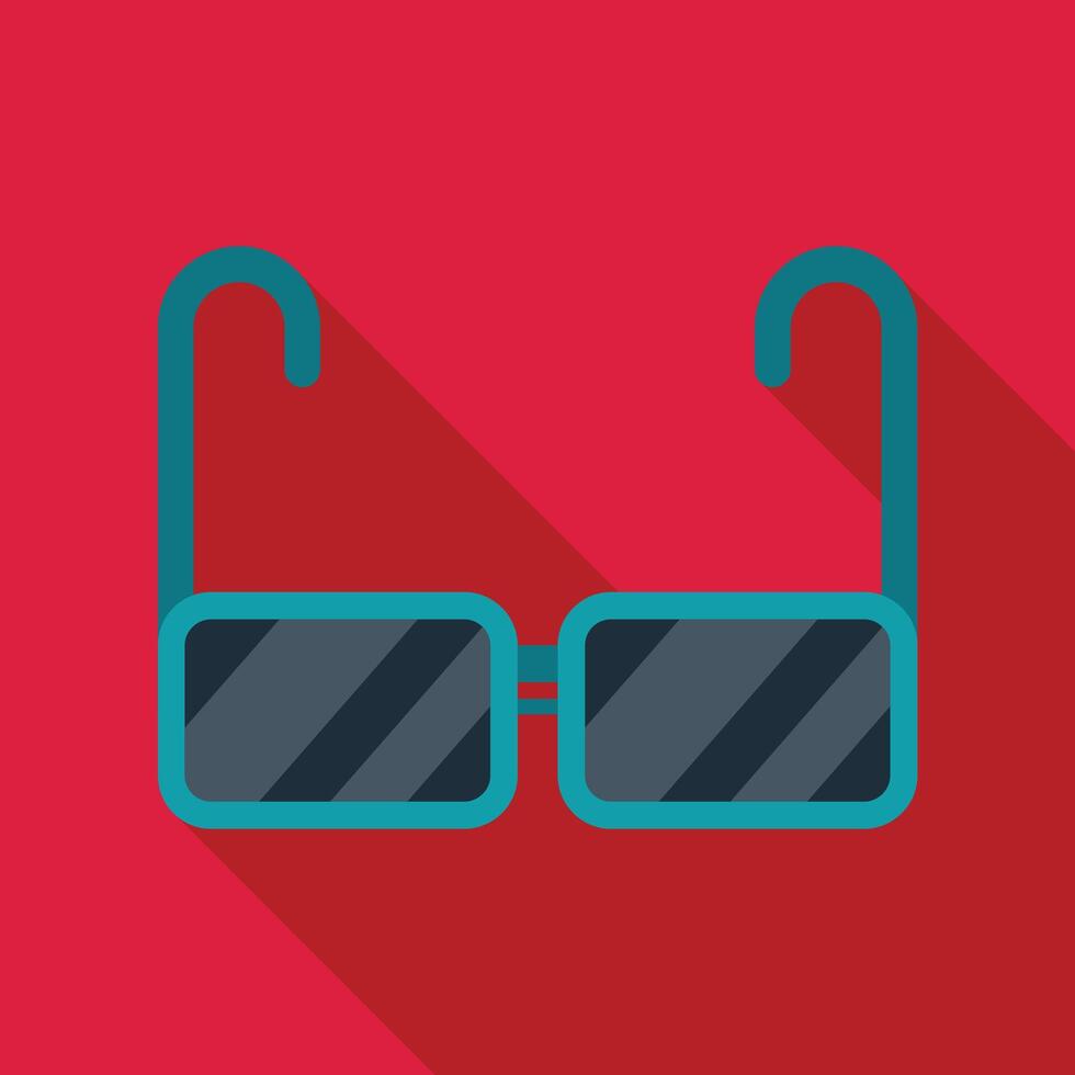 Blue sunglasses laying on red surface with long shadow vector