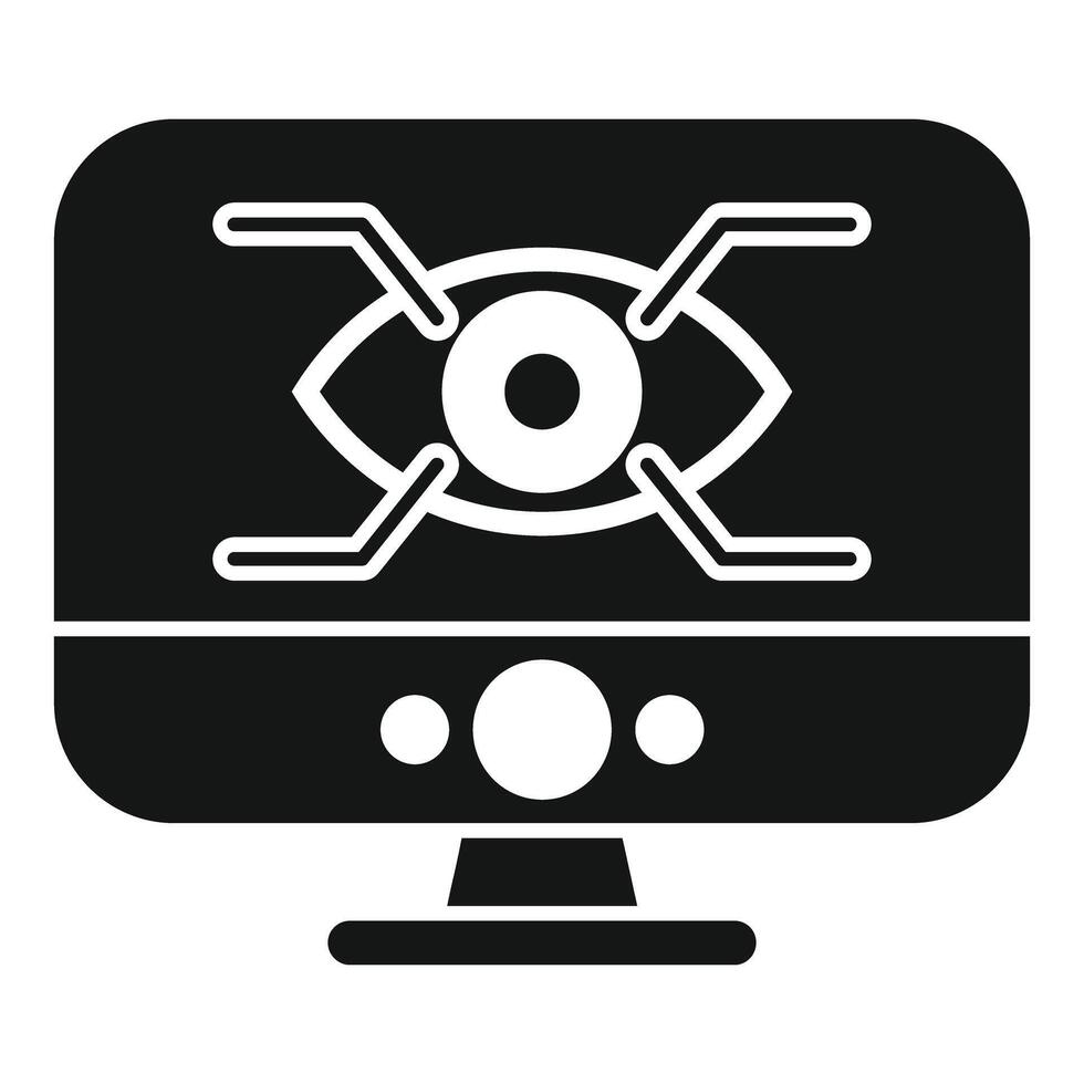Computer monitoring system showing eye symbol on screen vector