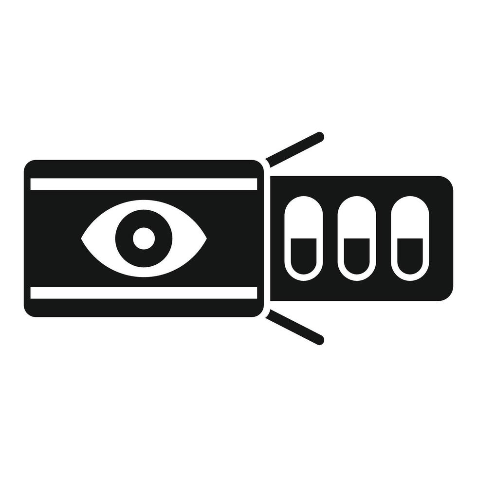 Eye tracking device showing pills icon glyph vector