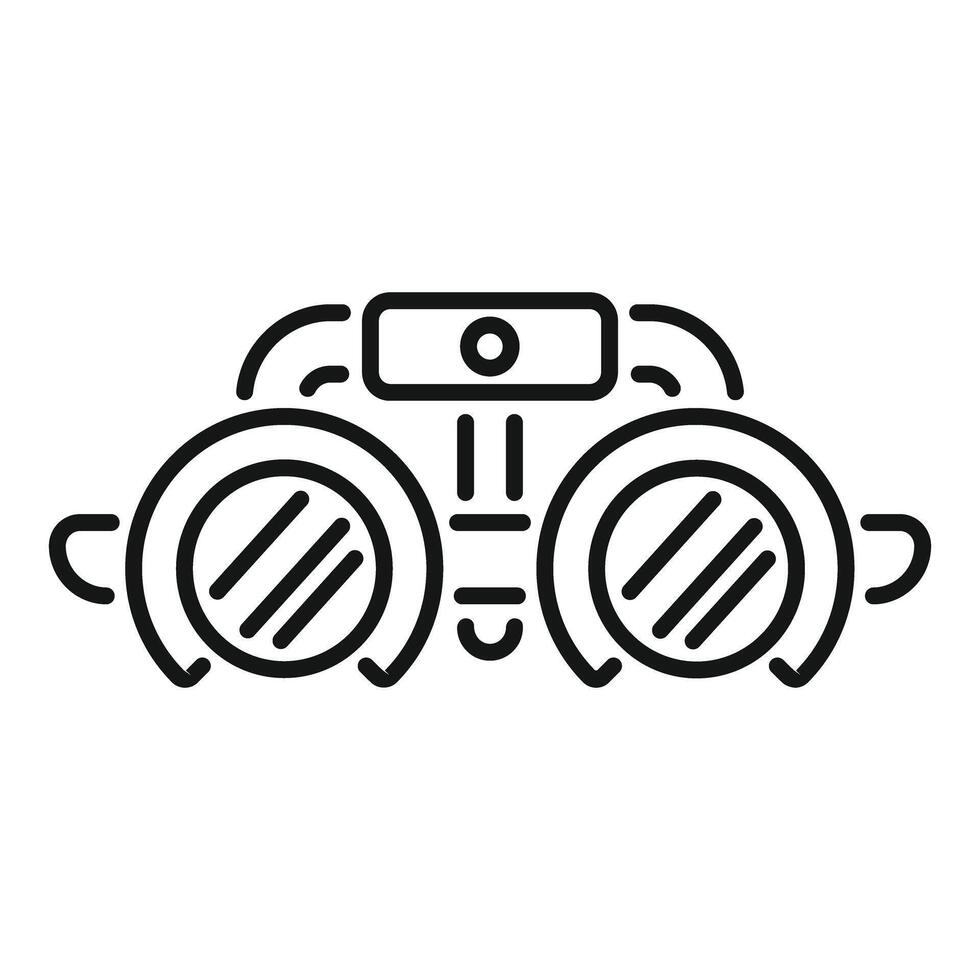 Optometrist tool icon showing trial frame being used during eye test vector