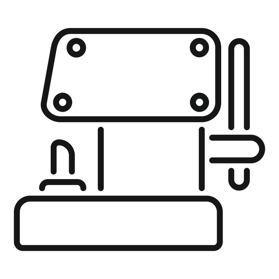Electric drilling machine operating on metal construction platform vector