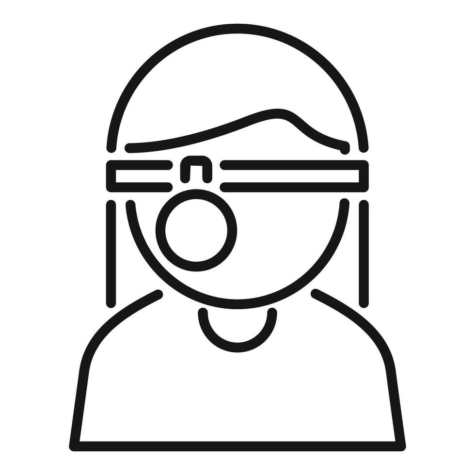 Female doctor using ent head mirror for ear examination icon vector
