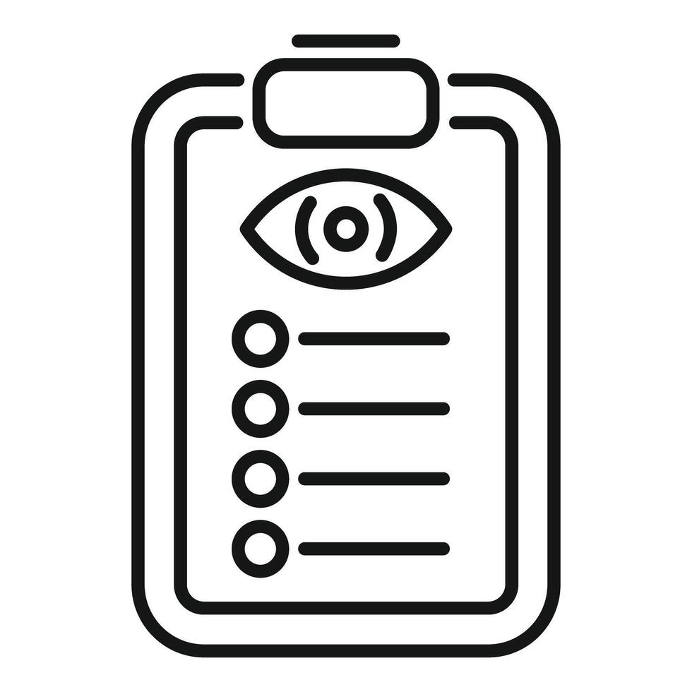Eye test checklist assessing vision and eyesight vector