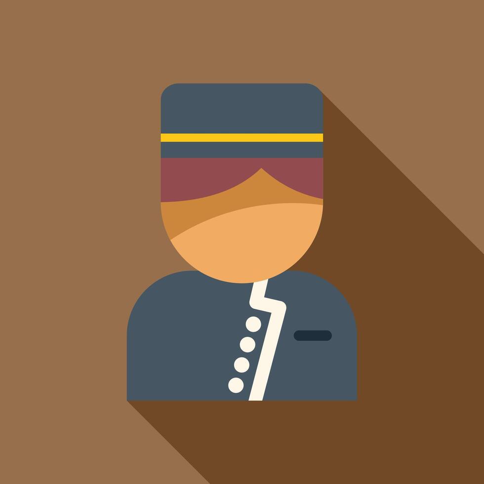 Simple and colorful vector illustration of a bellboy wearing a uniform and a hat