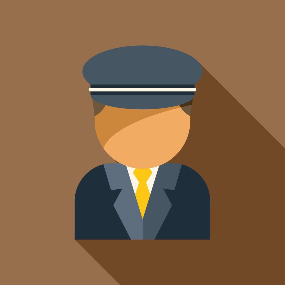 Chauffeur in uniform with hat and tie standing icon flat design vector