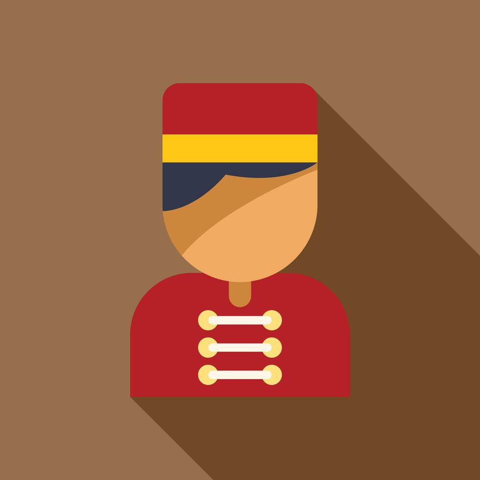 Hotel bellboy character wearing red uniform standing with long shadow vector