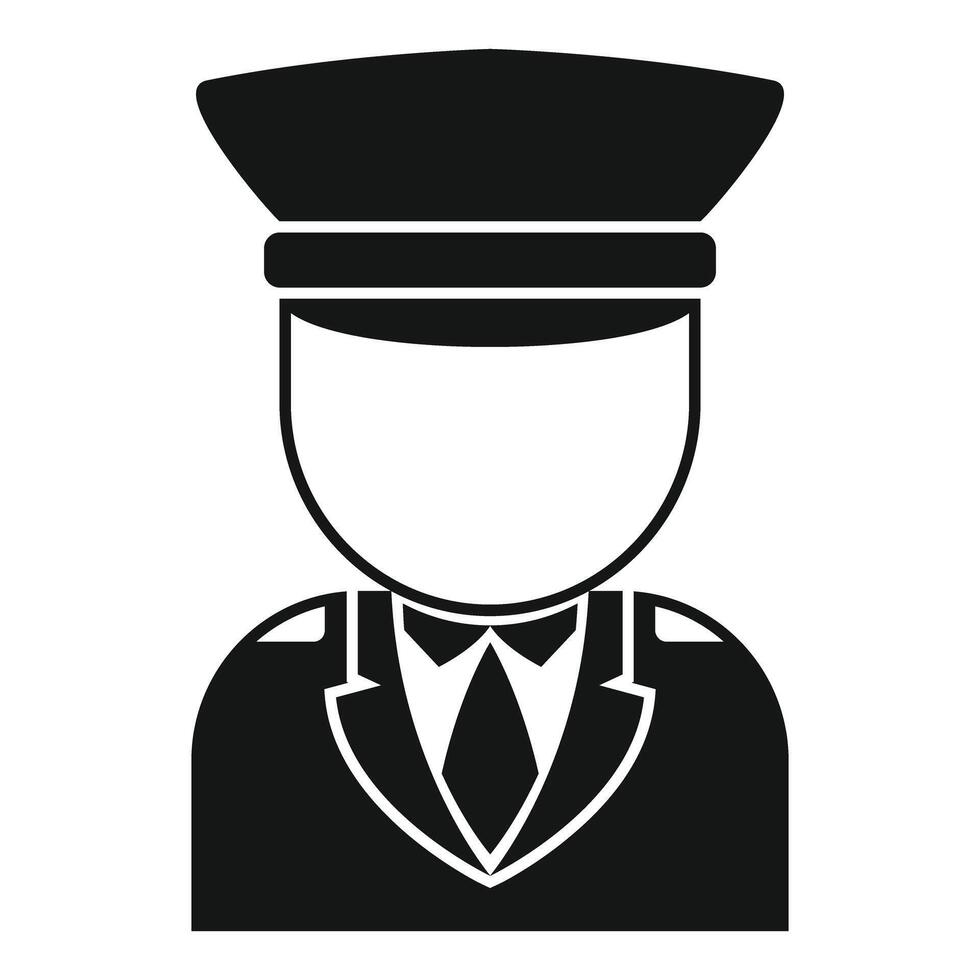 Pilot avatar wearing uniform and hat icon simple style vector