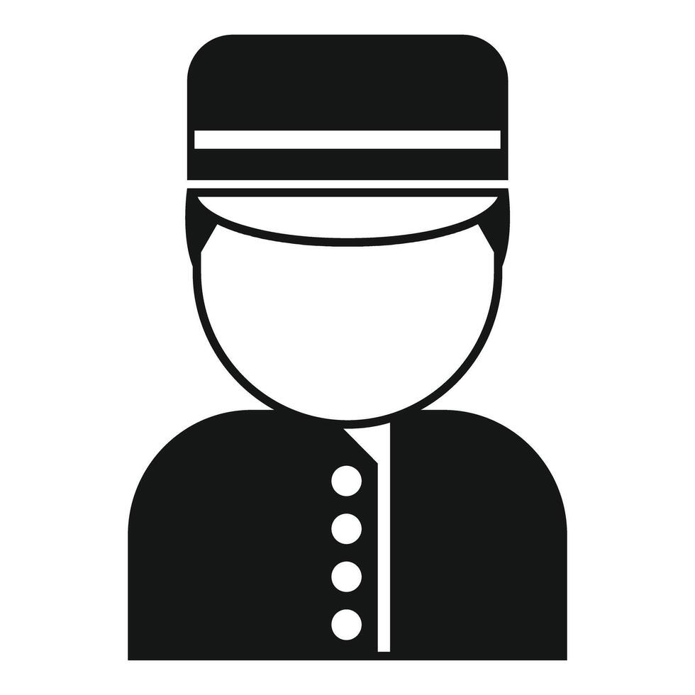 Hotel porter wearing uniform with buttons and hat icon vector