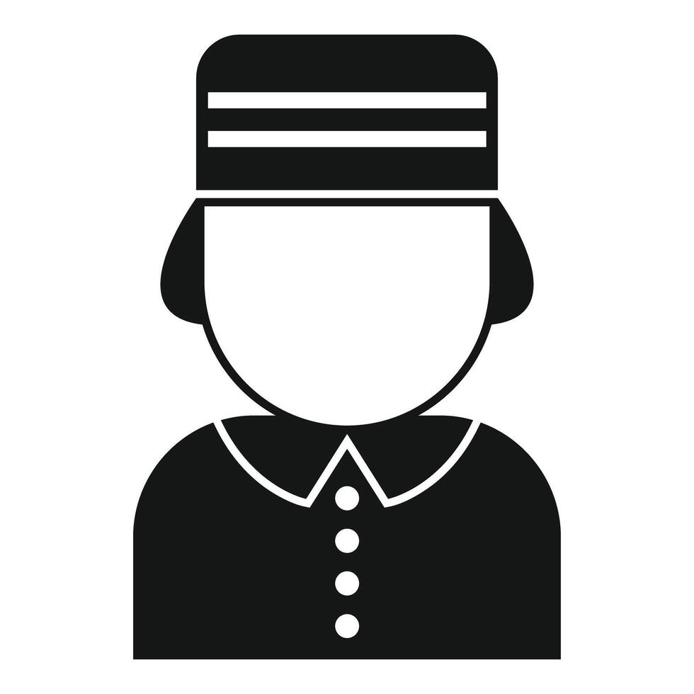 Hotel bellboy in uniform with buttons wearing a hat icon vector