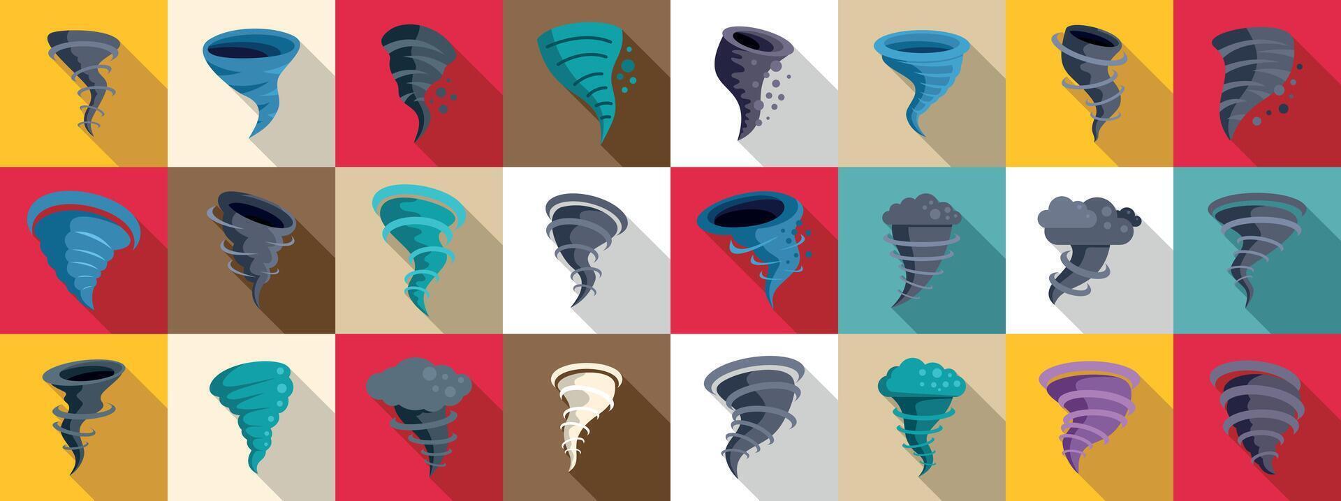 Cyclone twister cloud icons set. Collection of swirling vortexes, bringing the fury of nature to your designs vector