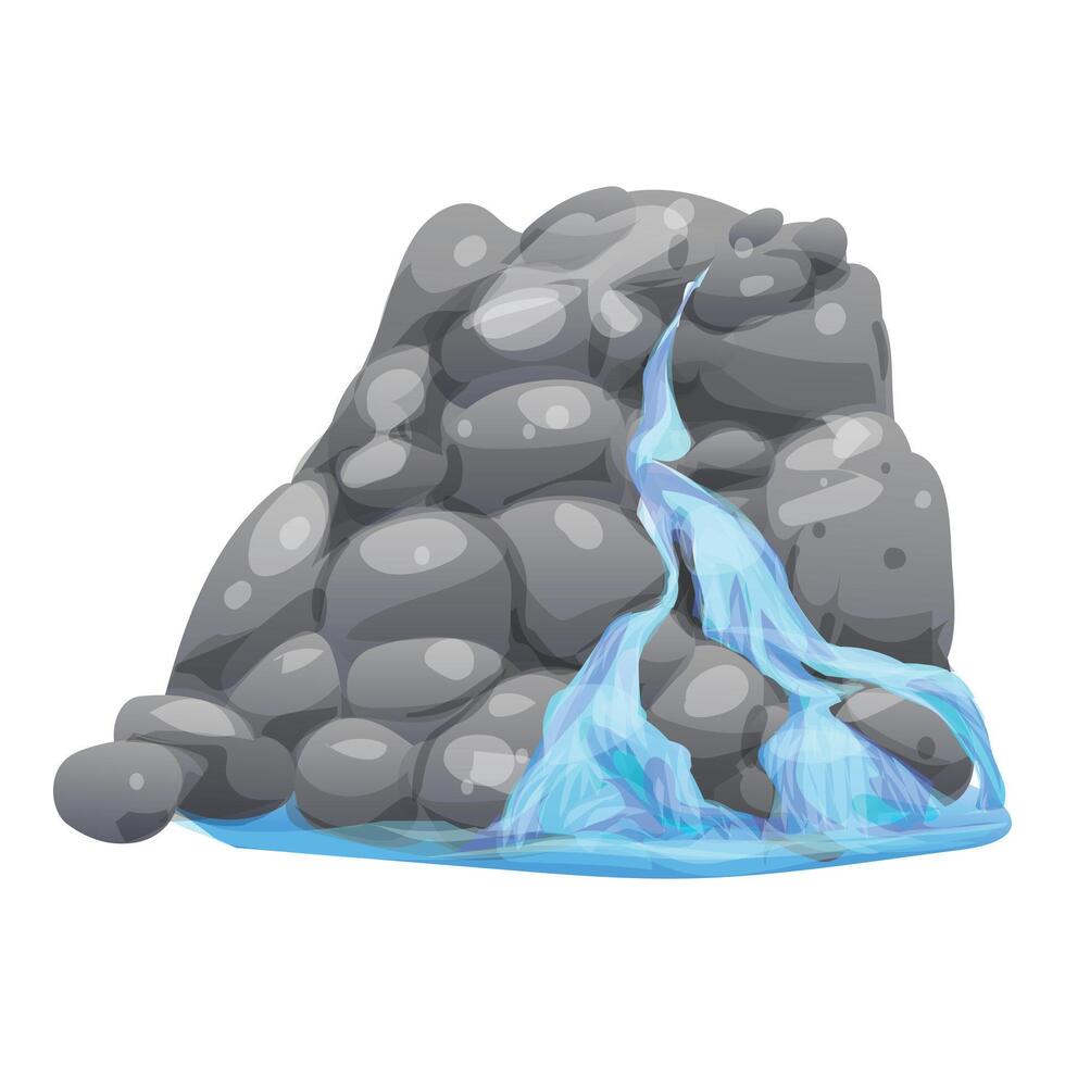 Cartoon waterfall cascading over rocks forming a pond vector