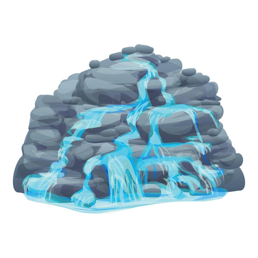 Blue waterfall cascading over rocks in nature illustration vector