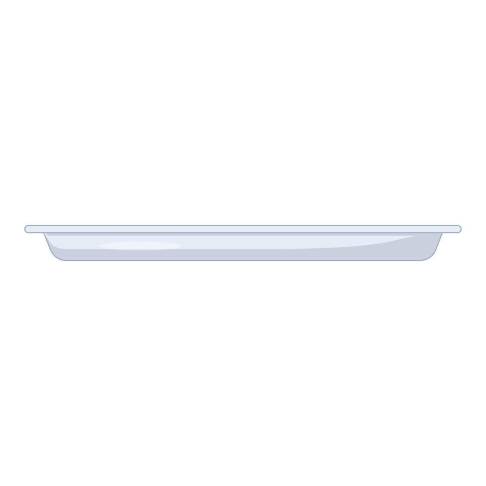 Empty metal food tray serving platter side view vector