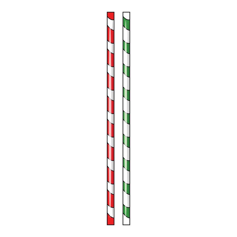 Two striped paper straws for christmas cocktails or milkshake vector