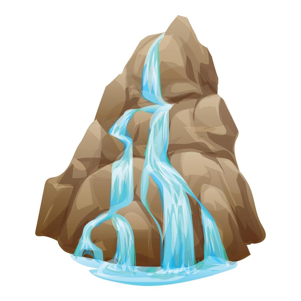 Blue waterfall cascading down a mountain rock face vector
