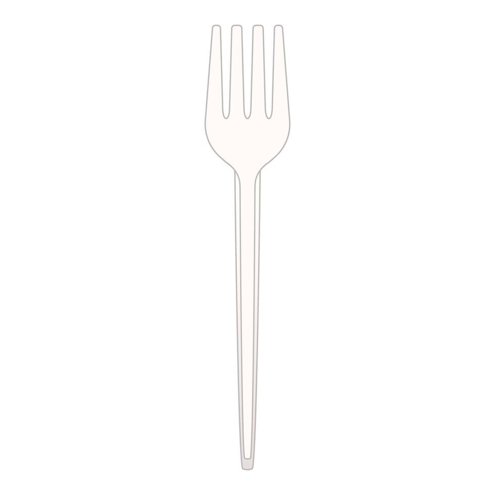 White plastic fork standing up on white background vector