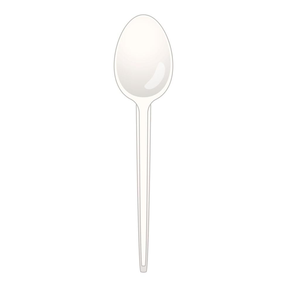 White plastic spoon standing up isolated on white background vector