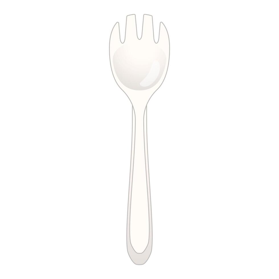 Realistic white plastic fork for picnic standing upright vector