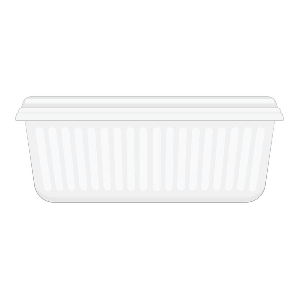White empty plastic container with closed lid for food packaging vector
