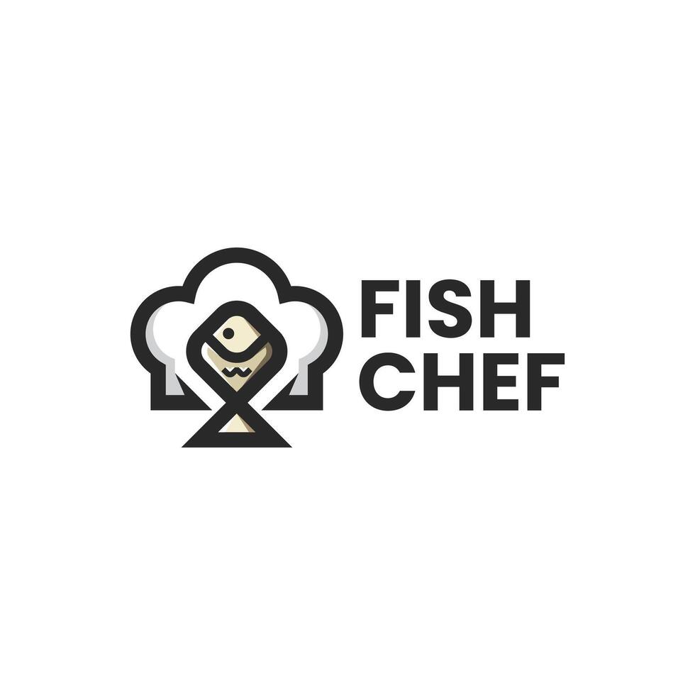fish chef logo design vector
