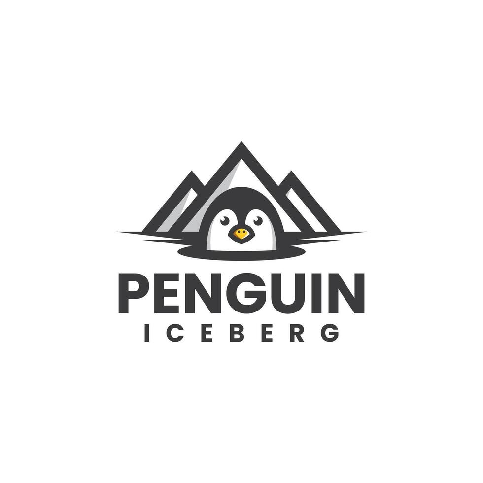 penguin iceberg logo design vector