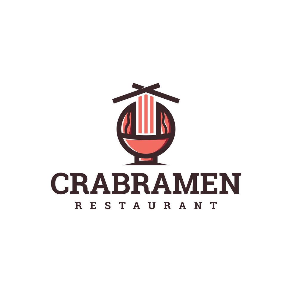 crab noodles logo design vector