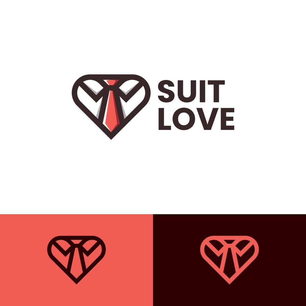suit love logo design vector