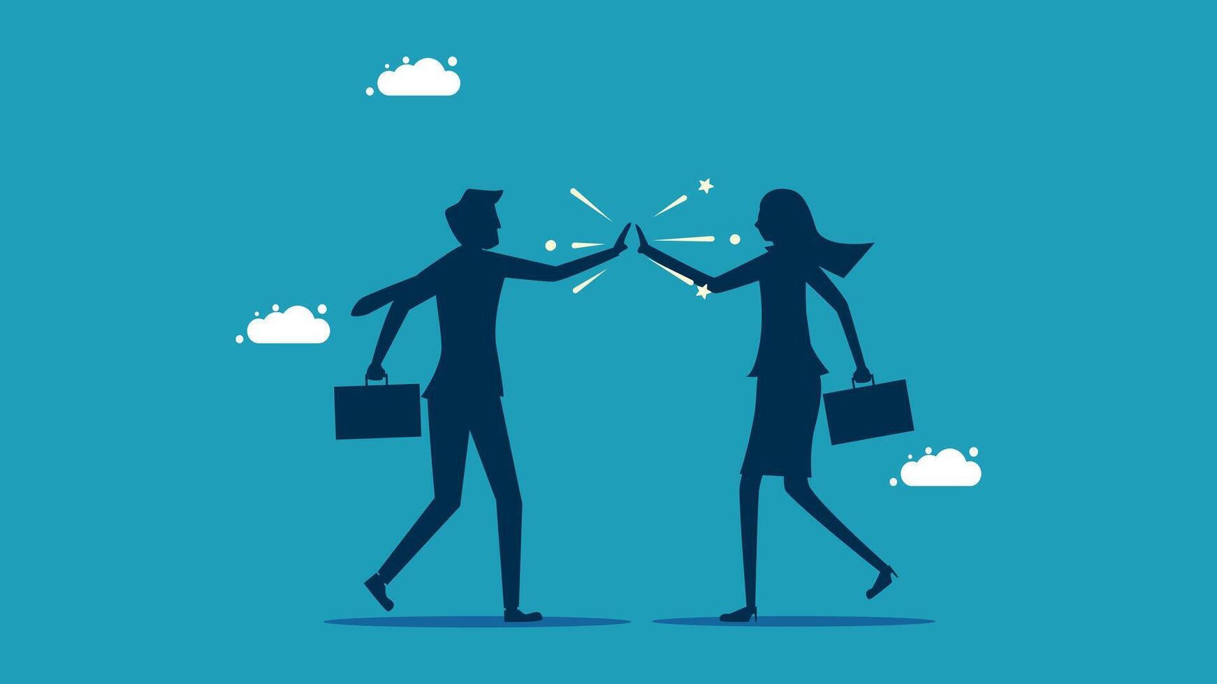 business people giving high five to each other vector