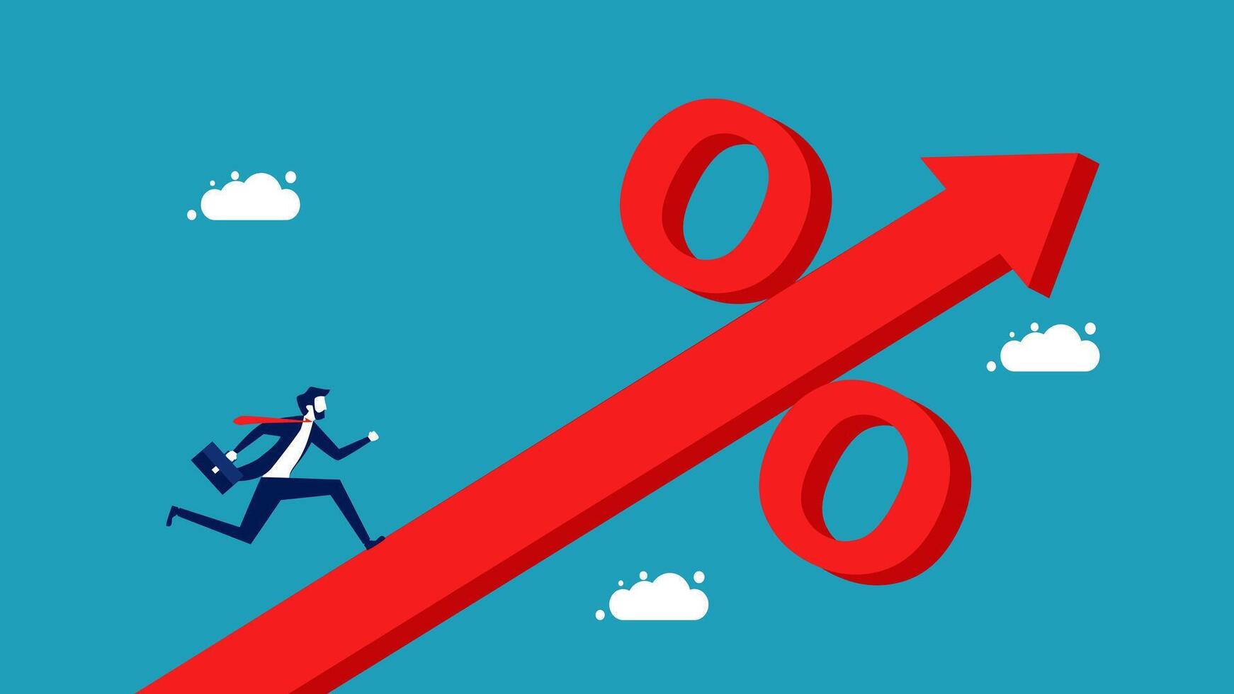 man running up a red arrow vector