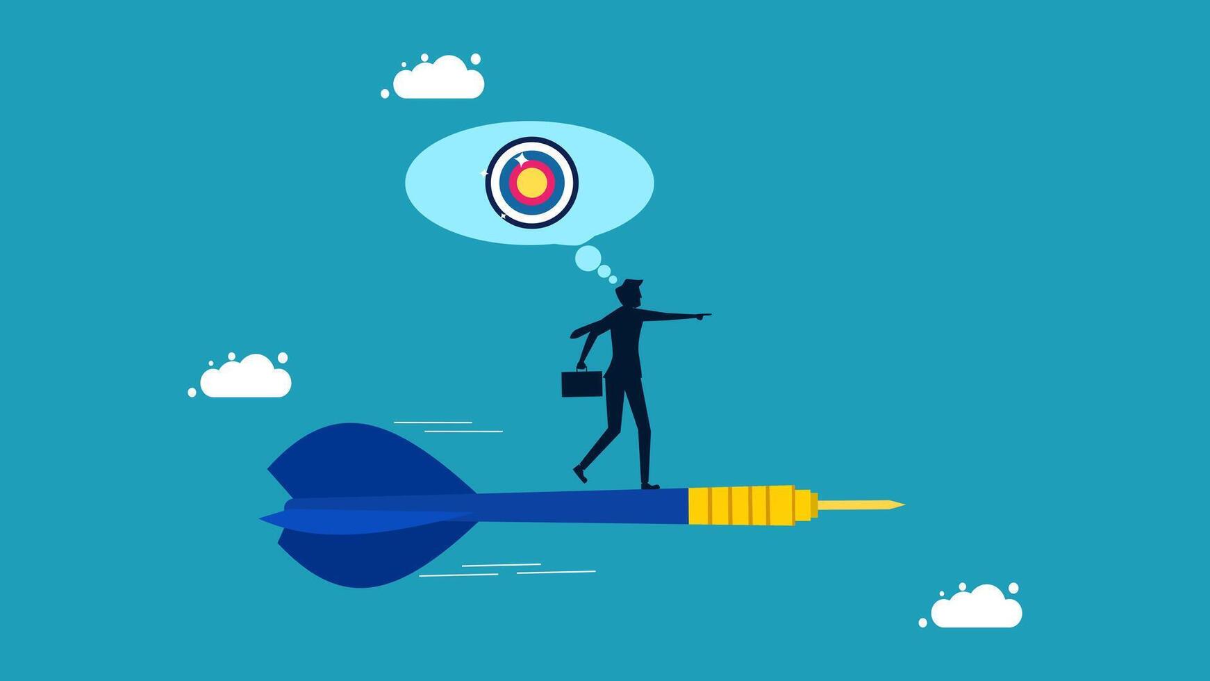 businessman on rocket with target and arrow vector
