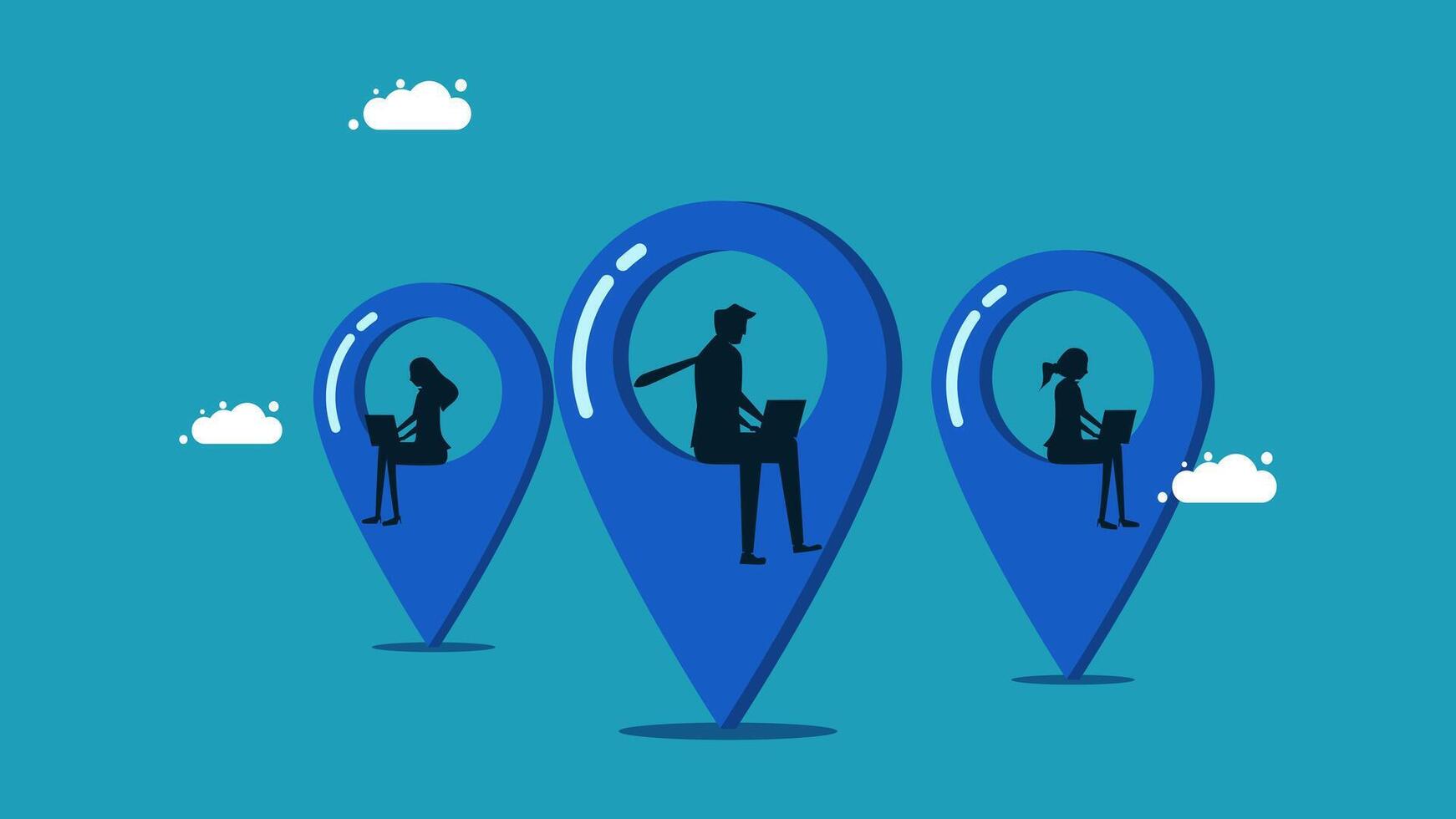 businessman on location map pointer vector