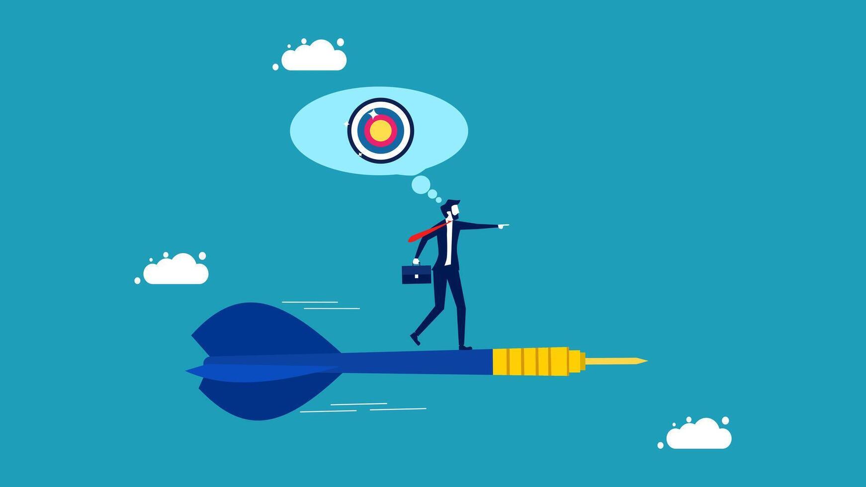 businessman on rocket with target and arrow vector