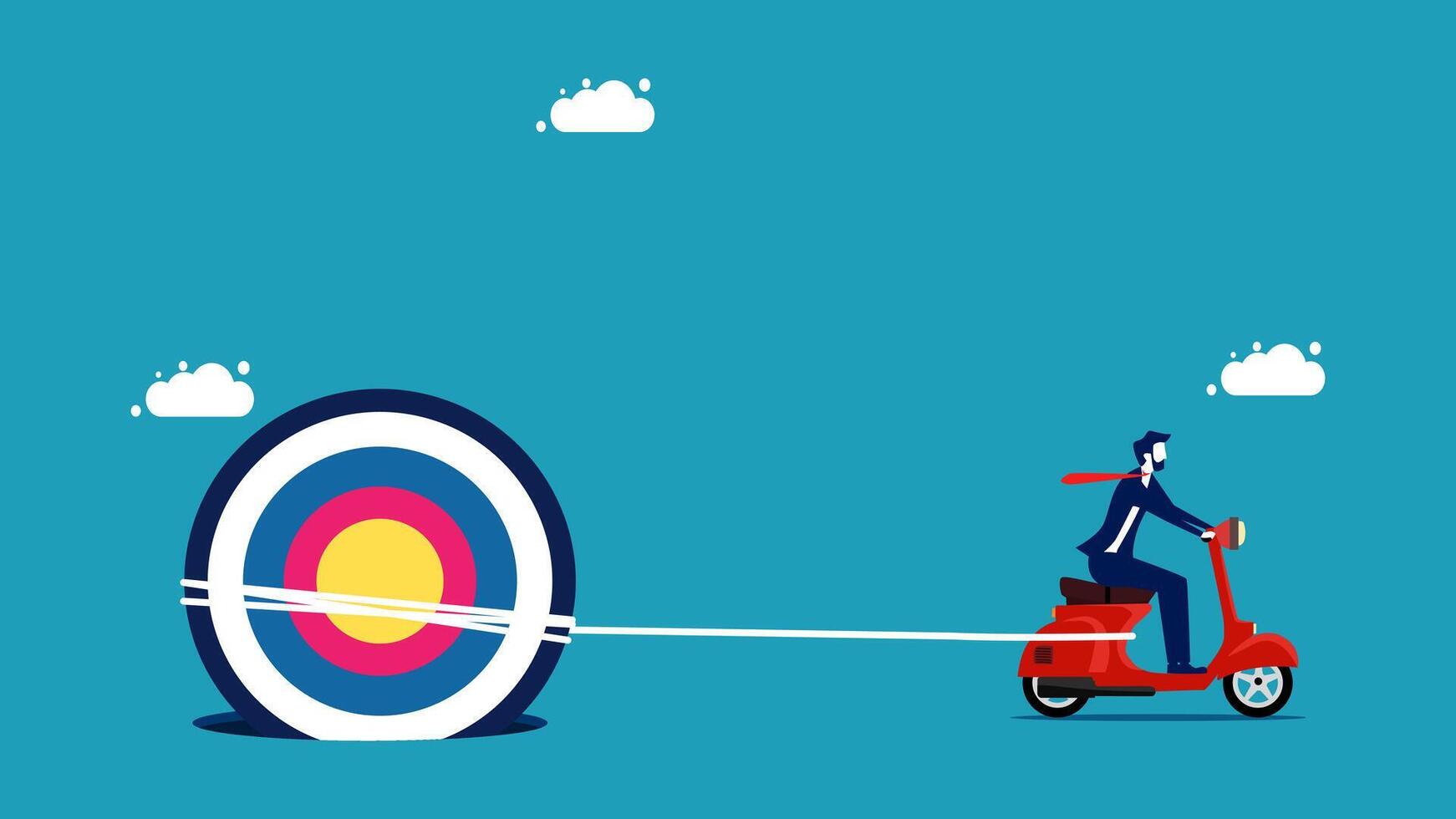 man on a scooter pulling a target vector