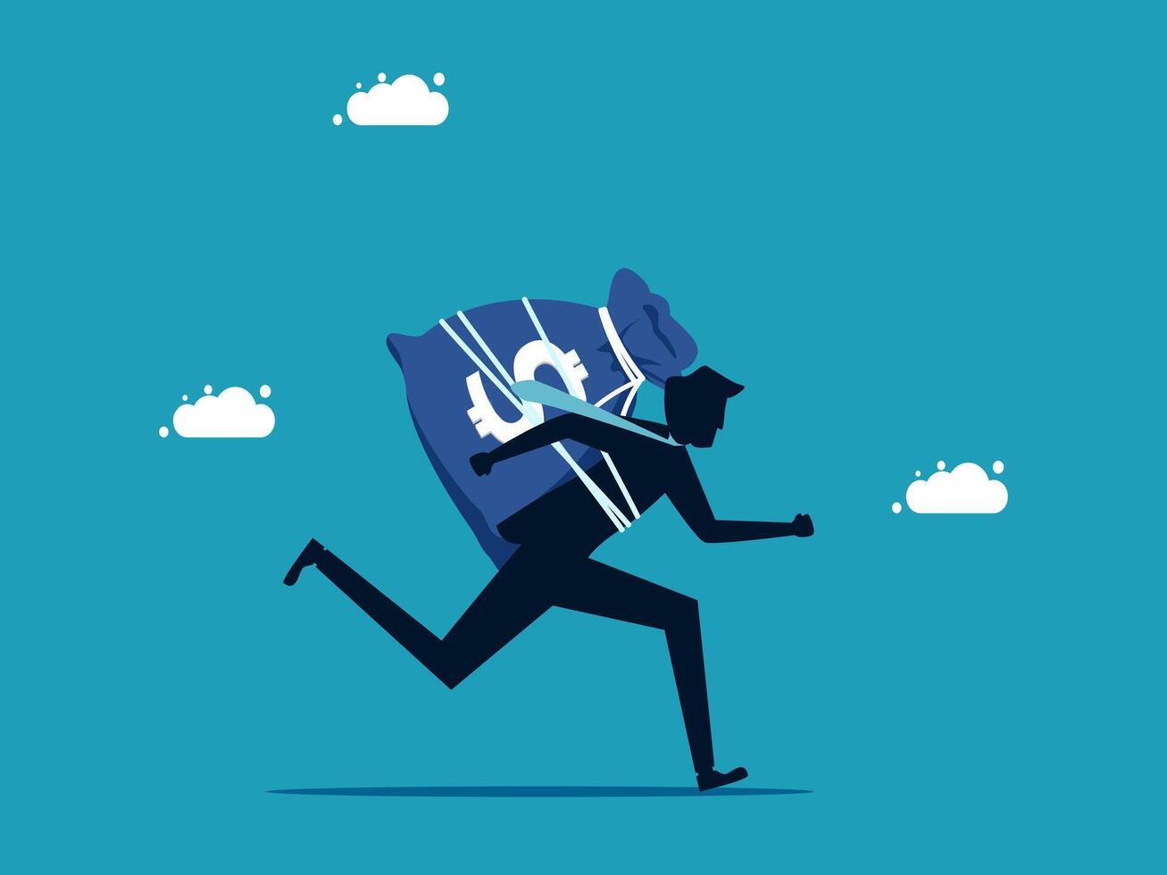 businessman running with a bag of money vector