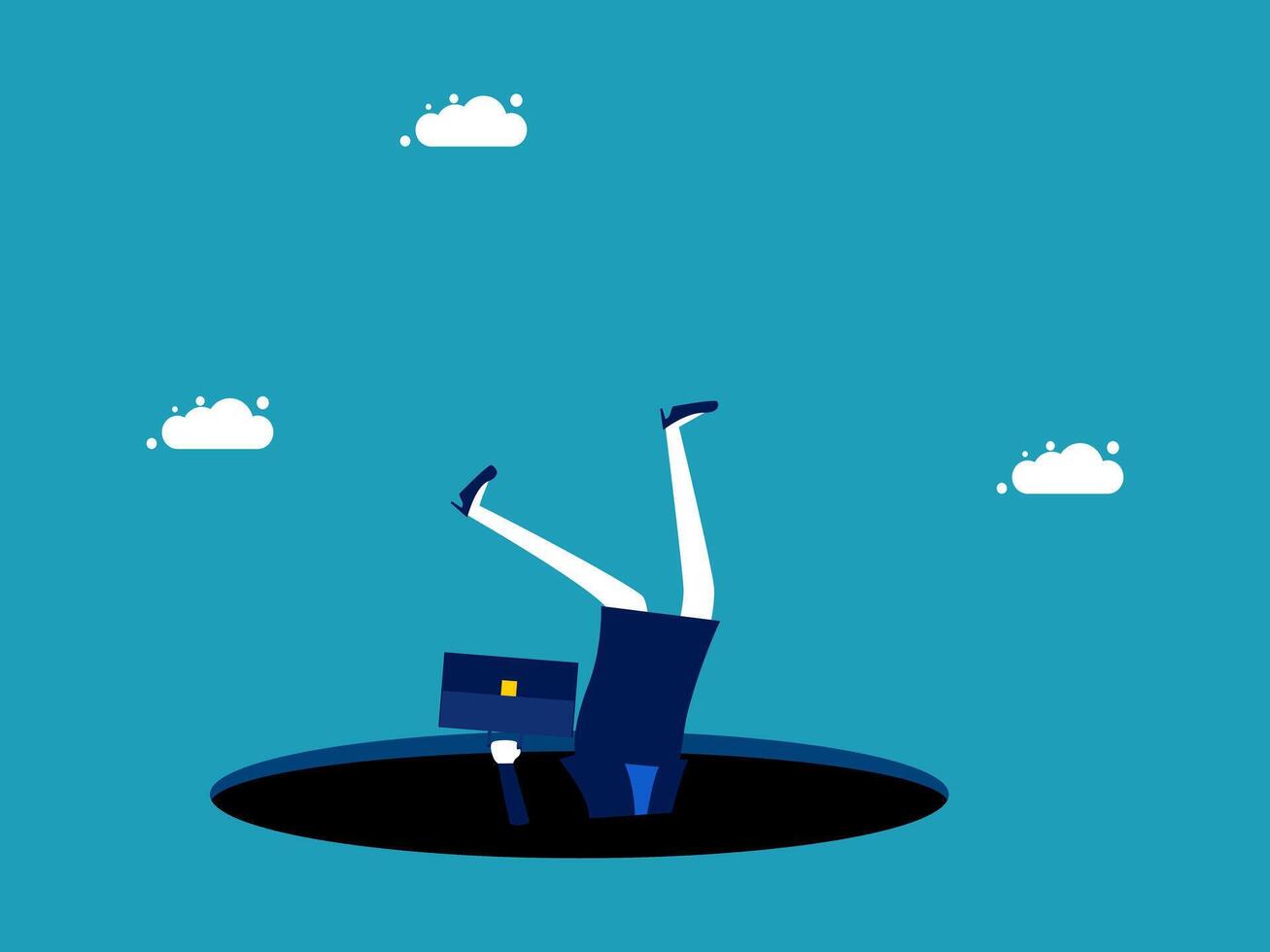 businessman falling into a hole with a briefcase vector
