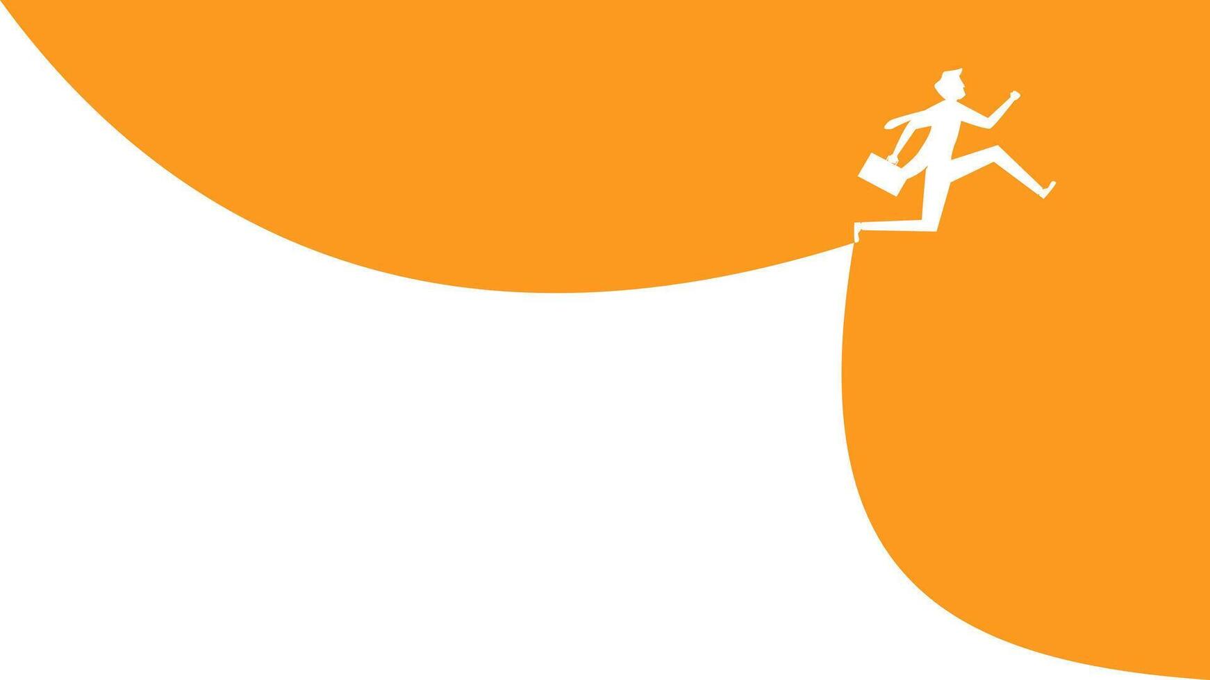 a man is running up a hill with an orange background vector