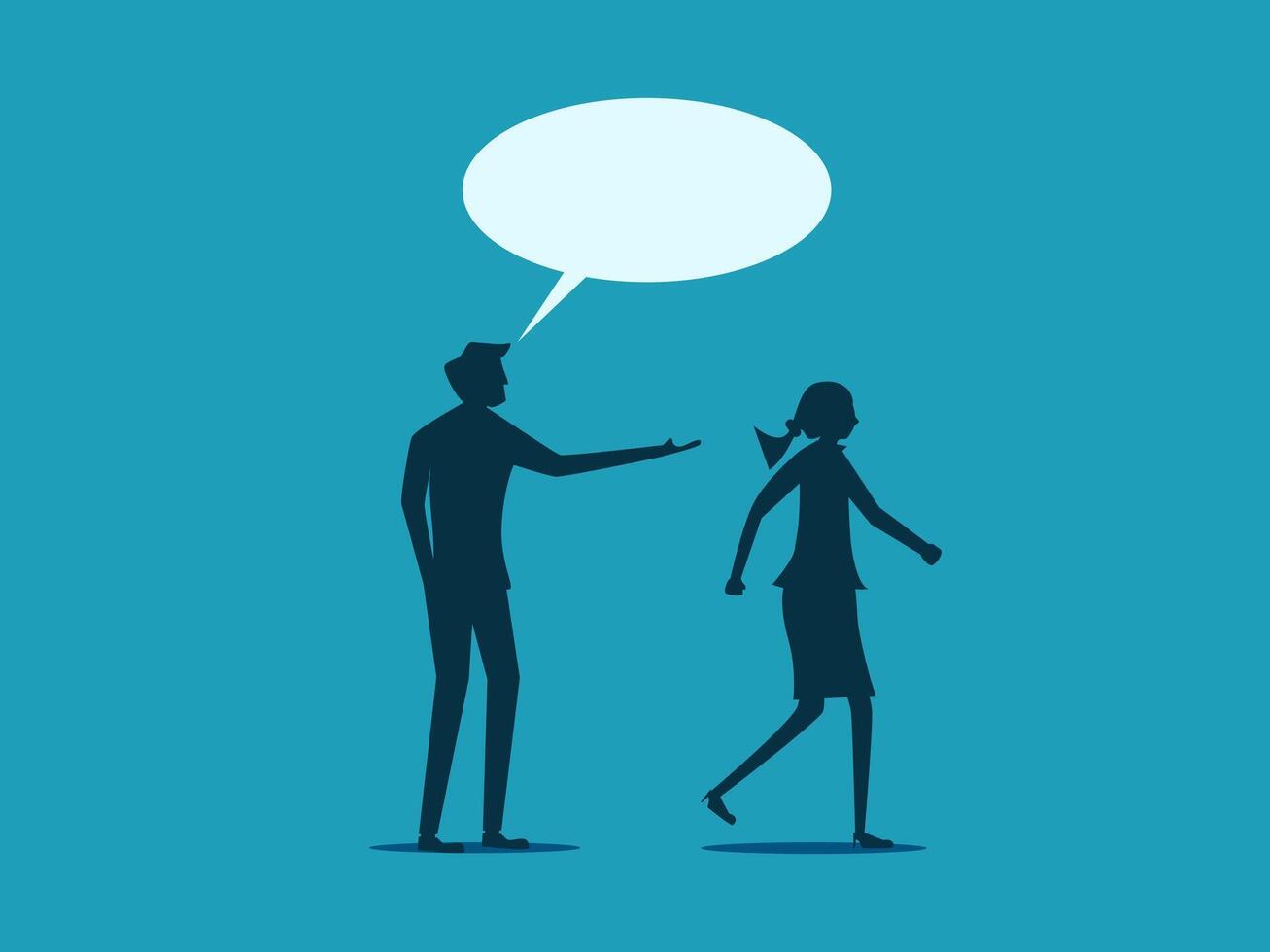 silhouette of a man and woman talking with speech bubble vector