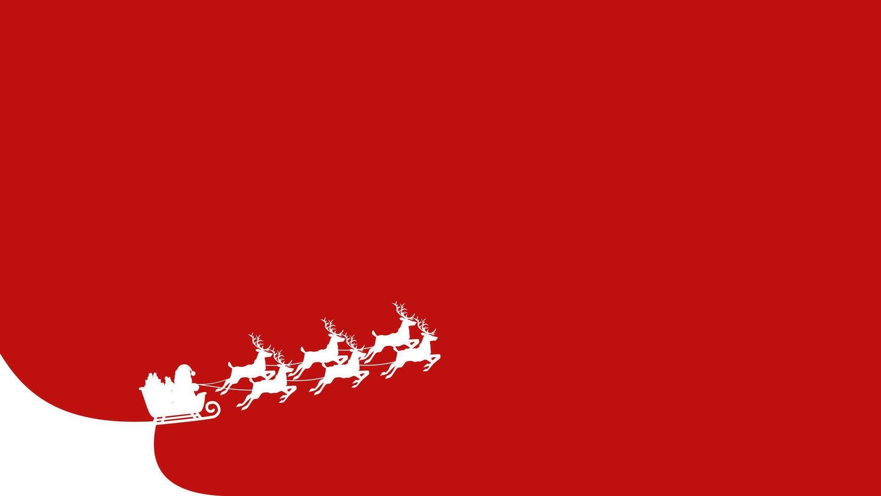 a red background with santa claus and his sleigh vector