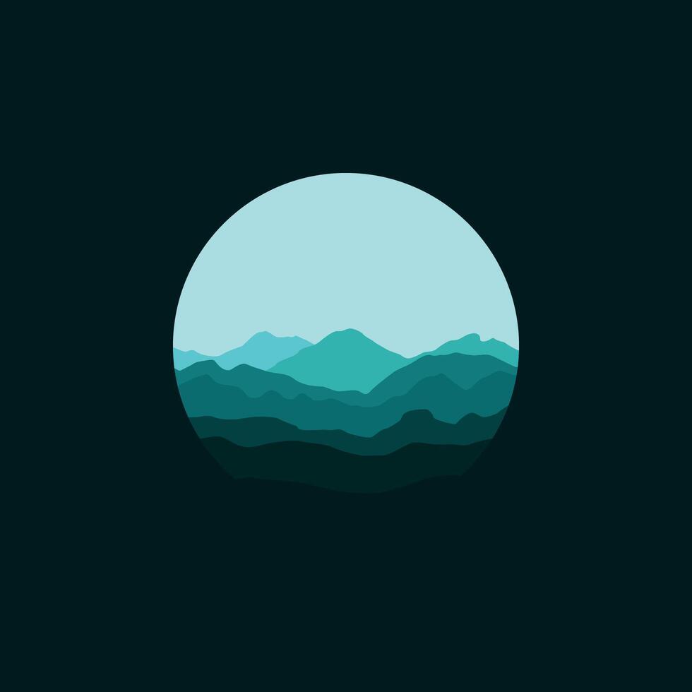 Landscape nature mountain in circle illustration vector