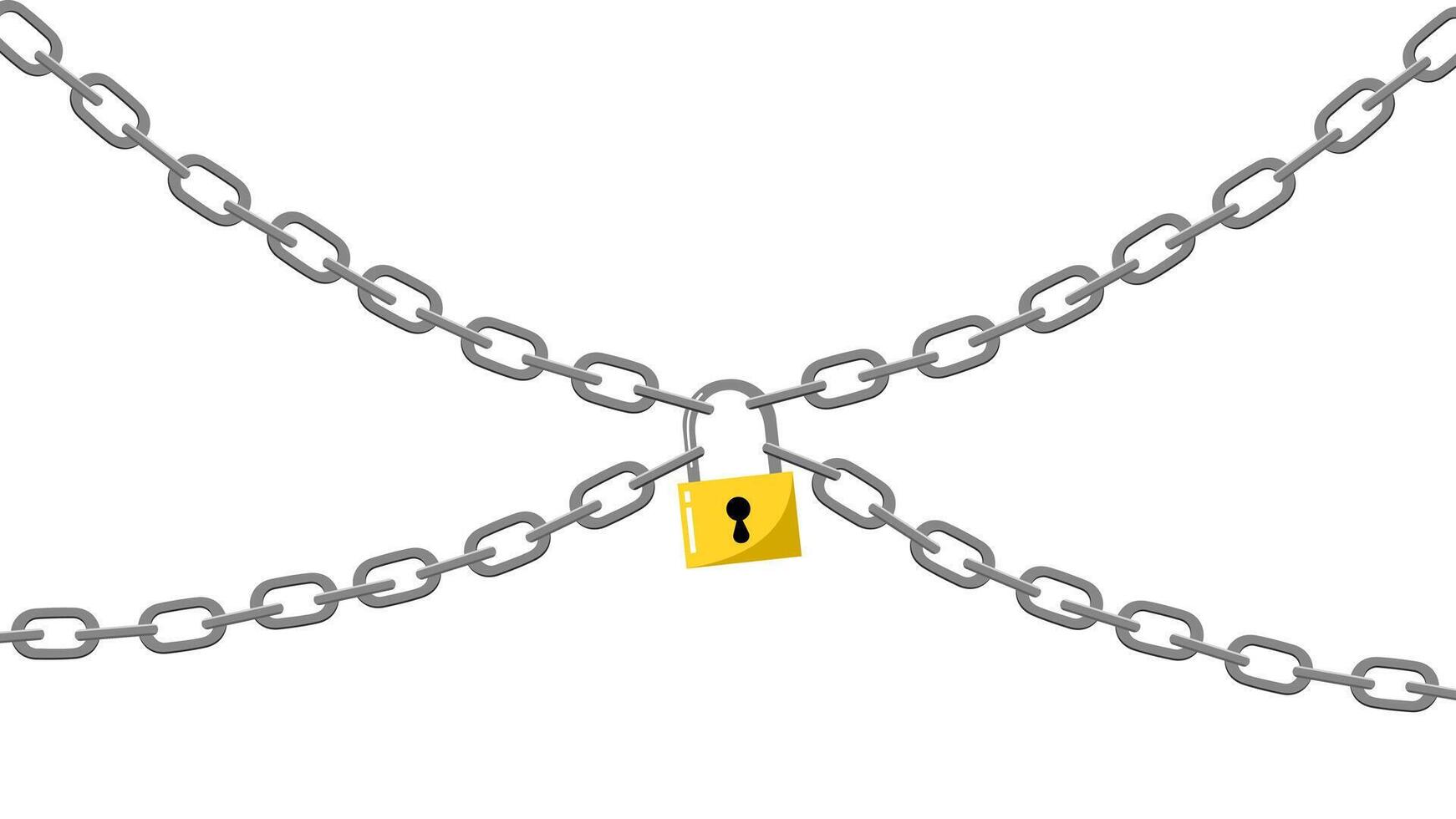 chain with a padlock and a yellow key vector