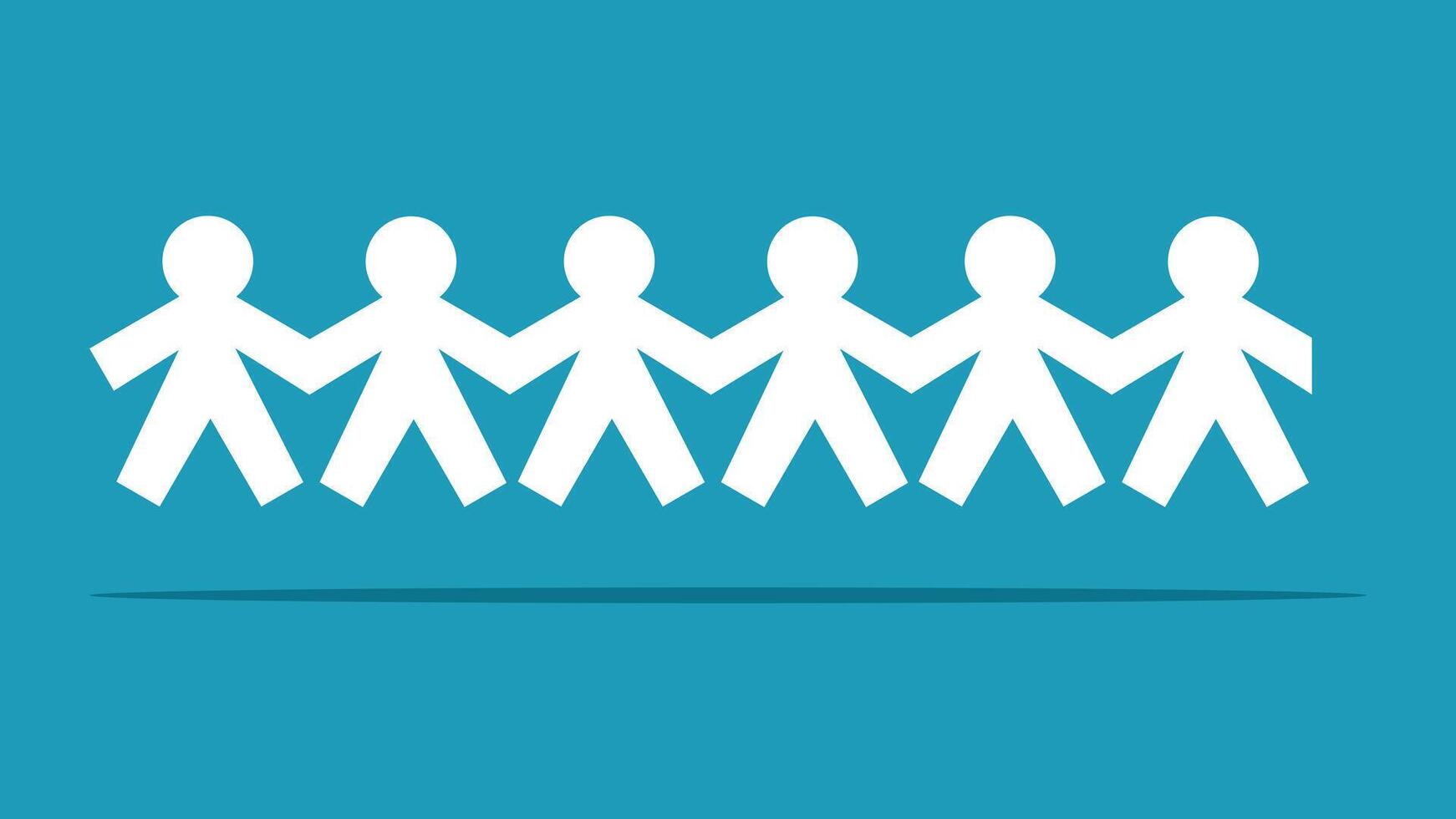 a group of people standing in a line on a blue background vector