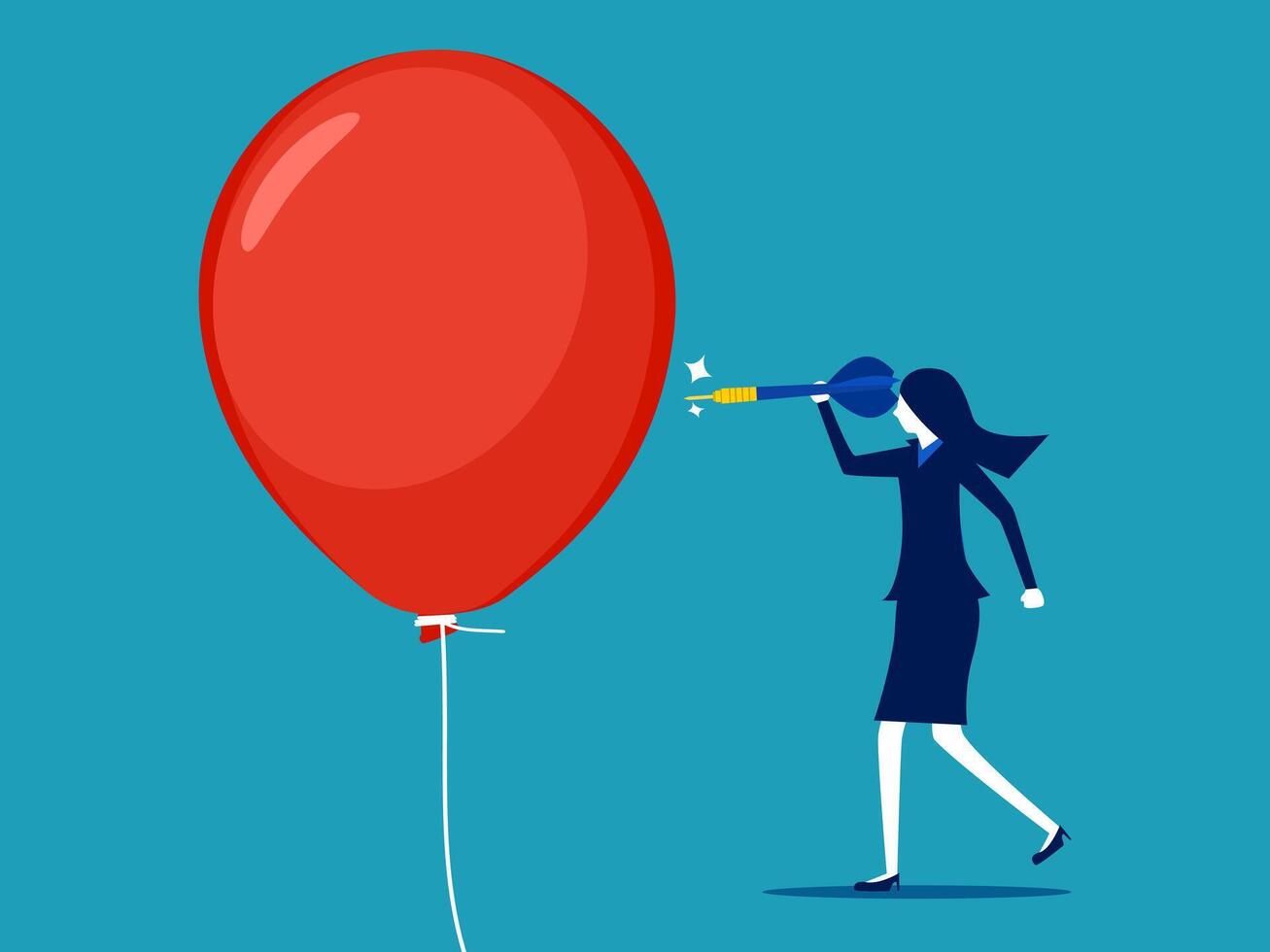 businesswoman holding a red balloon with a horn vector