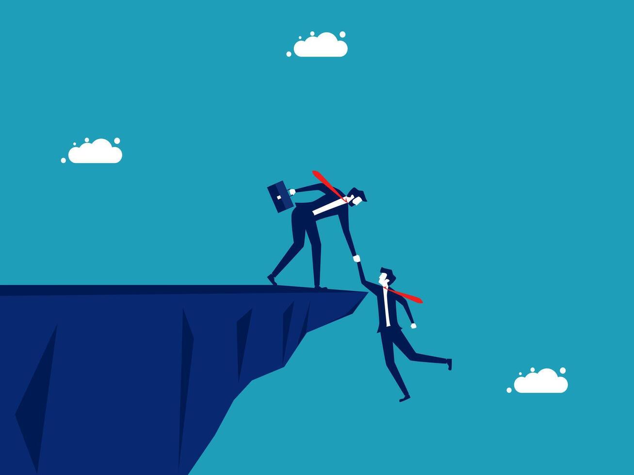 helping another sman to climb the cliff vector