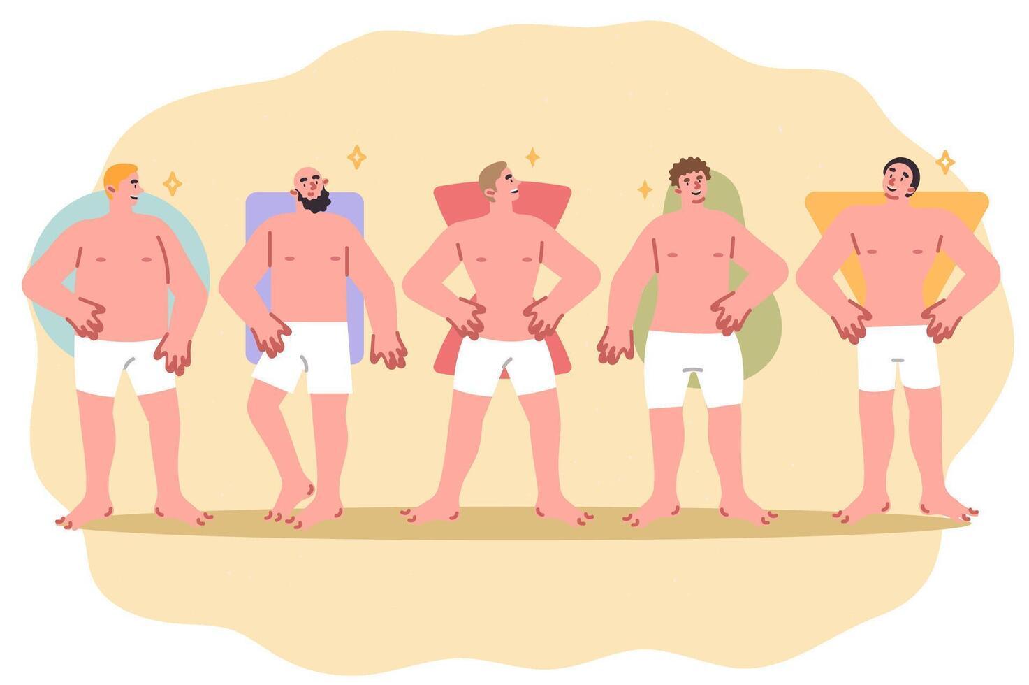 Different types of male body similar to circle or square and hourglass with triangle vector