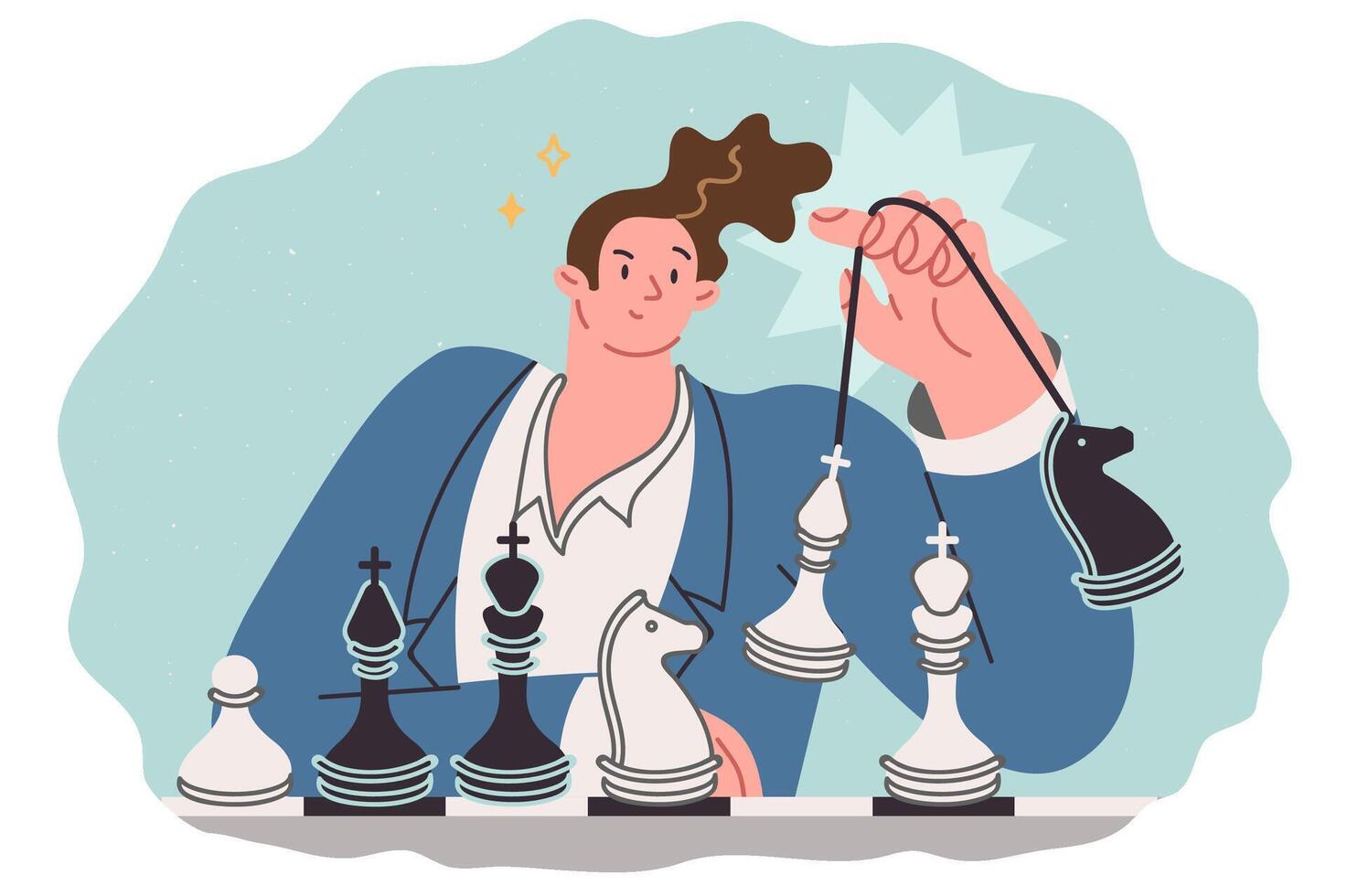 Man strategist plays chess planning political advertising campaign before elections vector