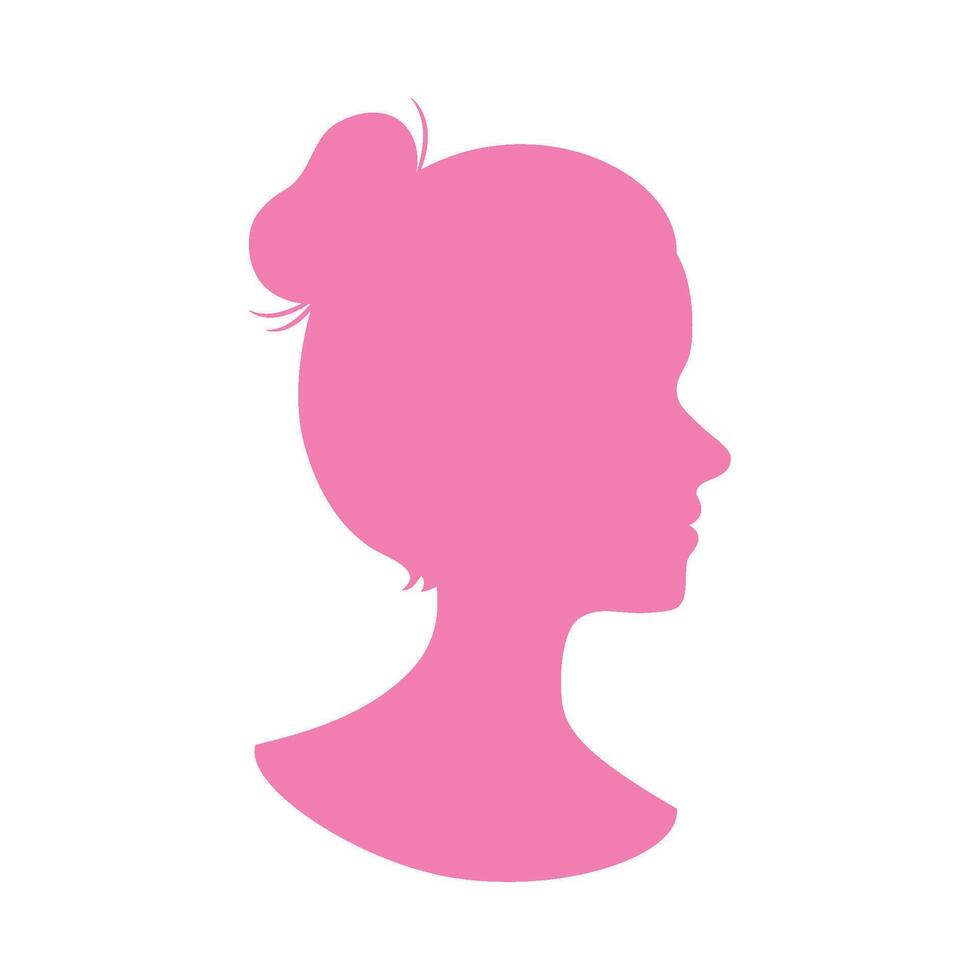 A pink silhouette of a woman's head vector