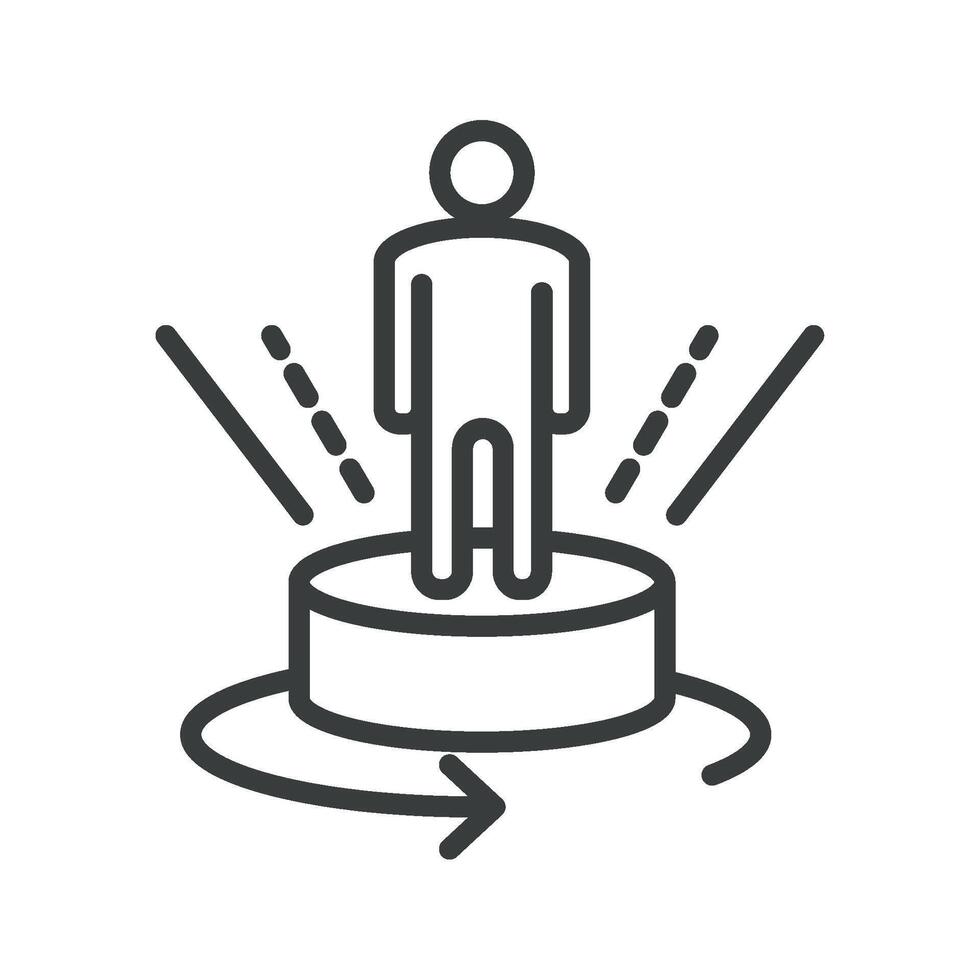 A man standing on a pedestal with arrows pointing to him vector